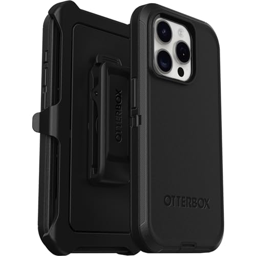 OtterBox Defender Hülle für iPhone 15 Pro, stoßfest, sturzsicher, ultra-robust, schützende Hülle, 5x getestet nach Militärstandard, Schwarz von OtterBox