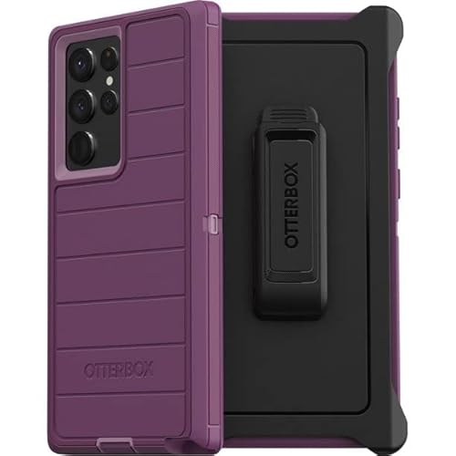 OtterBox Defender Pro Schutzhülle und Gürtelclip/Ständer für Samsung Galaxy S22 Ultra (nicht S22 oder Plus oder andere Modelle) (Happy Purple) von OtterBox