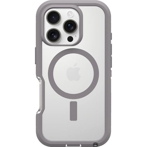 OtterBox Defender Series XT MagSafe Hülle für iPhone 16 Pro, stoßfest, Ultra-robust, schützende Hülle, 7X getestet nach Militärstandard, Transparent/Grau von OtterBox
