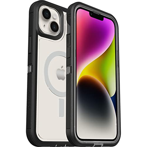 OtterBox Defender XT Hülle für iPhone 14 Plus mit MagSafe, stoßfest, ultra-robust, schützende Hülle, 4x getestet nach Militärstandard, Transparent/Schwarz von OtterBox