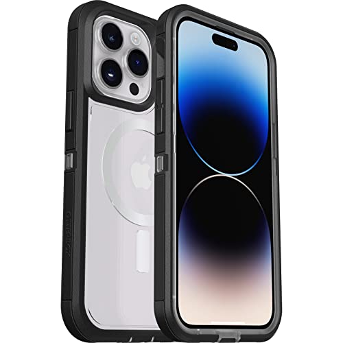 OtterBox Defender XT Hülle für iPhone 14 Pro Max mit MagSafe, stoßfest, ultra-robust, schützende Hülle, 4x getestet nach Militärstandard, Transparent/Schwarz von OtterBox