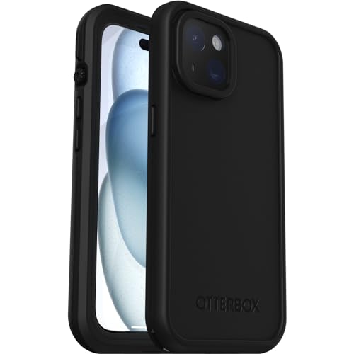 OtterBox Fre Hülle für iPhone 15 für MagSafe, Wasserdicht (IP68), stoßfest, schmutzabweisend, schlanke Hülle mit integriertem Displayschutz, 5x getestet nach Militärstandard, Schwarz von OtterBox