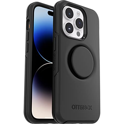 OtterBox Otter+Pop Hülle für iPhone 14 Pro, sturzsicher, schützende Hülle mit PopSockets PopGrip, 3x getestet nach Militärstandard, antimikrobieller Schutz, Schwarz von OtterBox