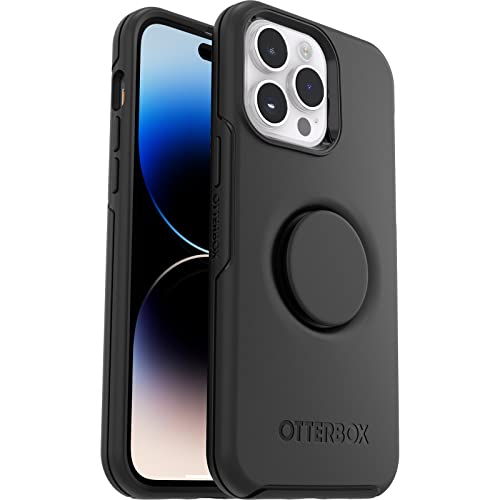 OtterBox Otter+Pop Hülle für iPhone 14 Pro Max, sturzsicher, schützende Hülle mit PopSockets PopGrip, 3x getestet nach Militärstandard, antimikrobieller Schutz, Schwarz von OtterBox