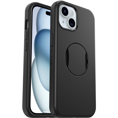 OtterBox OtterGrip Symmetry Hülle für iPhone 16e, 15, 14, 13 für MagSafe, Sturzsichere, schützende Hülle mit eingebautem Griff, 3X getestet nach Militärstandard, Schwarz von OtterBox