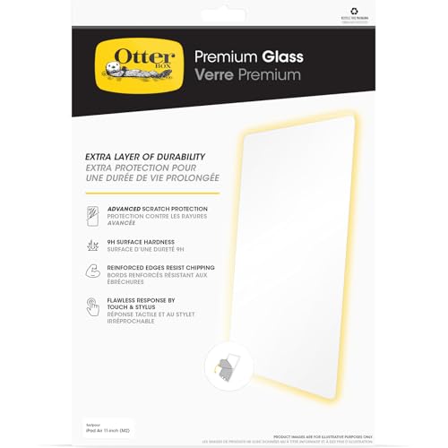 OtterBox Premium Glass Displayschutz für iPad Air 11 Zoll (2024 M2, 2025 M3), gehärtetes Glas, hervorragender Kratzschutz, Keine Einzelhandelsverpackung von OtterBox