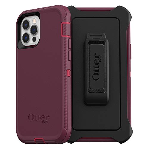OtterBox Schutzhülle für iPhone 12 & iPhone 12 Pro Defender Series – Berry Potion (Raspberry Wine/Boysenberry), robust und langlebig, mit Portschutz, inklusive Holster-Clip-Ständer von OtterBox