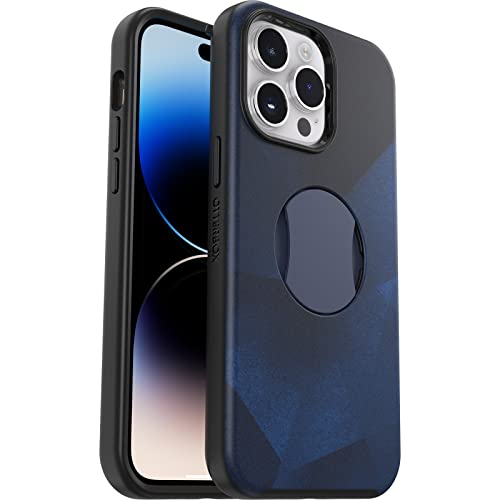 OtterBox Schutzhülle für iPhone 14 Pro (nur) OtterGrip Symmetry Series – Blau Storm (blau), integrierter Griff, schlanke Hülle, rastet an MagSafe, erhöhte Kanten schützen Kamera und Bildschirm von OtterBox