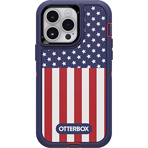 OtterBox Schutzhülle für iPhone 14 Pro Max (nur) Defender Series – amerikanische Flagge, robust und langlebig, mit Anschlussschutz, inklusive Holster-Clip-Ständer von OtterBox
