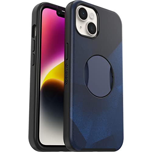 OtterBox Schutzhülle für iPhone 14 und iPhone 13 OtterGrip Symmetry – Blue Storm (Blau), integrierter Griff, schlanke Hülle, rastet an MagSafe, erhöhte Kanten schützen Kamera und Bildschirm von OtterBox