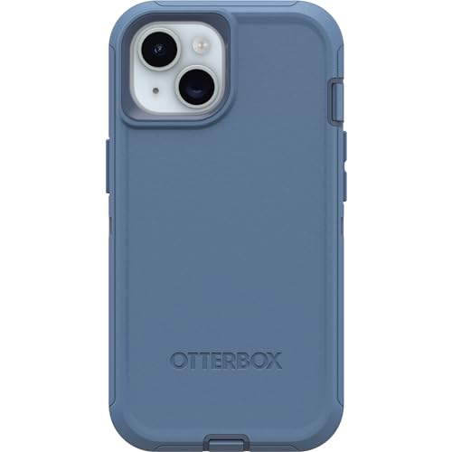 OtterBox Schutzhülle für iPhone 15, iPhone 14 und iPhone 13 Defender Series – Babyblaue Jeans (Blau), Bildschirmlos, robust und langlebig, mit Portschutz, inklusive Holster-Clip-Ständer von OtterBox