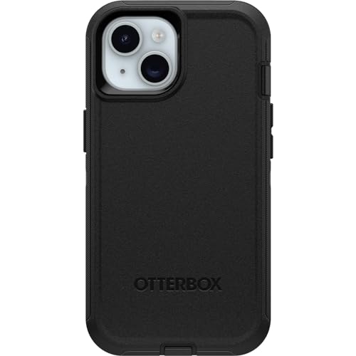 OtterBox Schutzhülle für iPhone 15, iPhone 14 und iPhone 13 Defender Series – schwarz, bildschirmlos, robust und langlebig, mit Anschlussschutz, inklusive Holster-Clip-Ständer von OtterBox