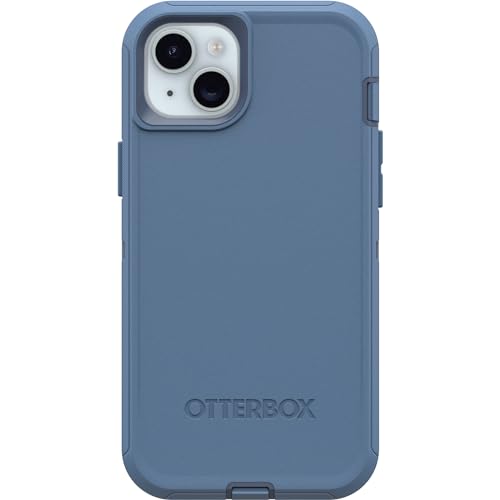 OtterBox Schutzhülle für iPhone 15 Plus und iPhone 14 Plus Defender Serie – Babyblaue Jeans (blau), bildschirmlos, robust und langlebig, mit Anschlussschutz, inklusive Holster-Clip-Ständer von OtterBox