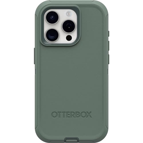 OtterBox Schutzhülle für iPhone 15 Pro (nur) Defender Series – Forest Ranger (grün), Bildschirmlos, robust und langlebig, mit Portschutz, inklusive Holster-Clip-Ständer von OtterBox