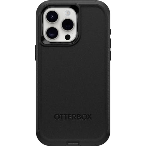 OtterBox Schutzhülle für iPhone 15 Pro Max (nur) Defender Series – Schwarz, Bildschirmlos, robust und langlebig, mit Portschutz, inklusive Holster-Clip-Ständer von OtterBox