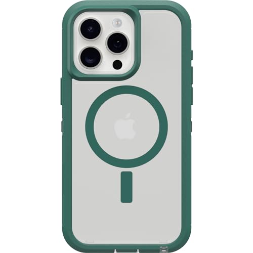 OtterBox Schutzhülle für iPhone 15 Pro Max (nur) Defender Series XT Clear Case – Velvet Evergreen (transparent), bildschirmlos, robust, rastet an MagSafe mit Schlüsselband von OtterBox