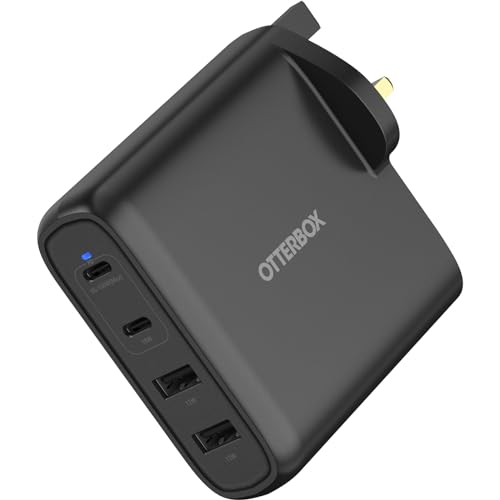 OtterBox Standard UK 100W USB-C PD GaN 4 Port Ladegerät, x2 USB-C PD Ports + x2 USB-A Ports, Schnelllade Gerät für Smartphone und Tablets, Sturzgeschützt und Robust, Schwarz OtterBox Standard UK 100W USB-C PD GaN 4 Port Ladegerät, x2 USB-C PD Ports + x2 USB-A Ports, Schnelllade Gerät für Smartphone und Tablets, Sturzgeschützt und Robust, Schwarz von OtterBox