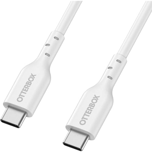 OtterBox Standard USB-C auf USB-C Schnelllade Kabel, Ultra-Robust und getestet auf Biegsamkeit, Ladekabel für Smartphone und Tablet, 1M, Weiß von OtterBox