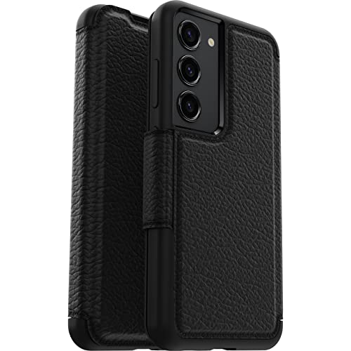 OtterBox Strada Hülle für Samsung Galaxy S23, stoßfest, sturzsicher,Premium Lederfolio mit zwei Kartenhaltern, 3x getestet nach Militärstandard, Schwarz von OtterBox