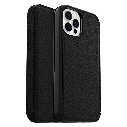 OtterBox Strada Hülle für iPhone 12 / iPhone 12 Pro, stoßfest, sturzsicher,Premium Lederfolio mit zwei Kartenhaltern, 3x getestet nach Militärstandard, Schwarz, Keine Einzelhandelsverpackung von OtterBox