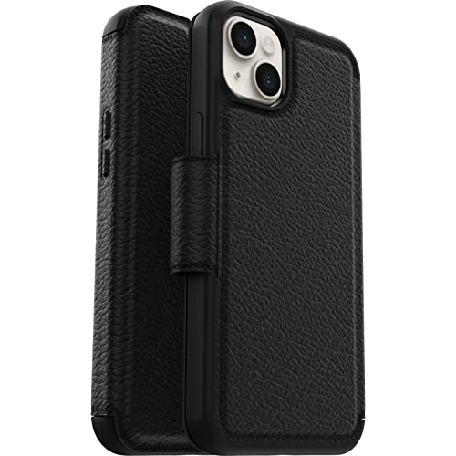 OtterBox Strada Hülle für iPhone 14 Plus, stoßfest, sturzsicher,Premium Lederfolio mit zwei Kartenhaltern, 3x getestet nach Militärstandard, Schwarz von OtterBox