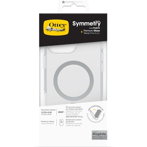 OtterBox Sturzschutz Bundle für iPhone 16 Pro Max; Symmetry Series Clear MagSafe Hülle 3x getestet nach Militärstandard und Premium Glass Displayschutz, Transparent von OtterBox