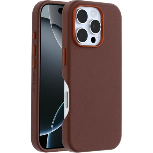 OtterBox Symmetry Series Cactus Leather MagSafe Hülle für iPhone 16 Pro, stoßfest, sturzsicher, dünne Schutzhülle, 3X getestet nach Militärstandard, Braun von OtterBox