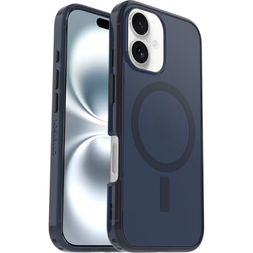 OtterBox Symmetry Series Clear MagSafe transparente Hülle für iPhone 16, stoßfest, sturzsicher, schützende Hülle, 3X getestet nach Militärstandard, Transparent/Blau von OtterBox