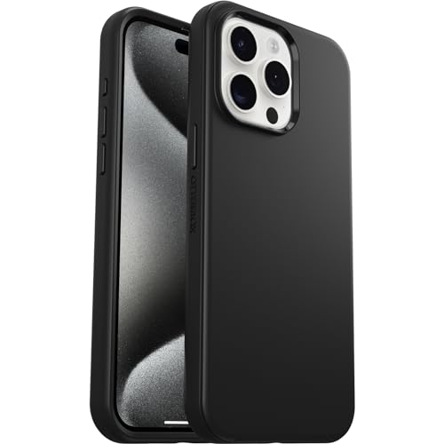 OtterBox Symmetry für MagSafe Hülle für iPhone 15 Pro Max, stoßfest, sturzsicher, schützende dünne Hülle, 3x getestet nach Militärstandard, Schwarz von OtterBox