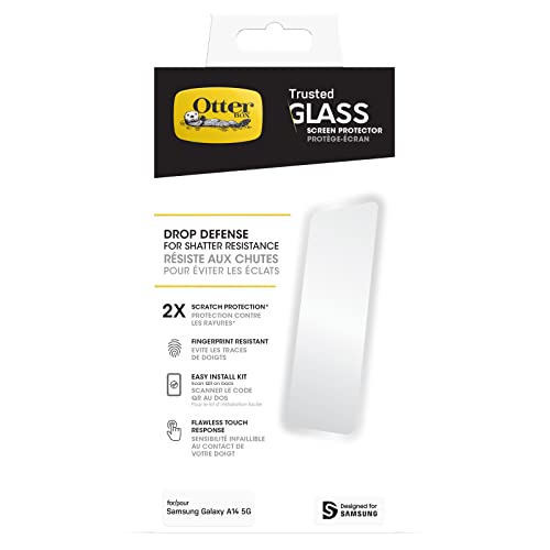 OtterBox Trusted Glass Displayschutz für Samsung Galaxy A14 5G / A14 gehärtetes Glas, x2 Schutz vor Brüchen, Kratzern und Stürzen von OtterBox