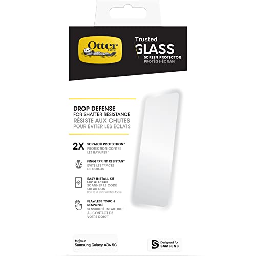 OtterBox Trusted Glass Displayschutz für Samsung Galaxy A34 5G, gehärtetes Glas, x2 Schutz vor Brüchen, Kratzern und Stürzen OtterBox Trusted Glass Displayschutz für Samsung Galaxy A34 5G, gehärtetes Glas, x2 Schutz vor Brüchen, Kratzern und Stürzen von OtterBox