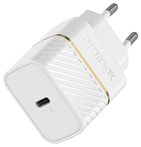 OtterBox USB-C EU Ladegerät 20W, Schnellade Funktion für Smartphone und Tablet, Sturzgeschützt und Robust, Weiß, Keine Einzelhandelsverpackung von OtterBox
