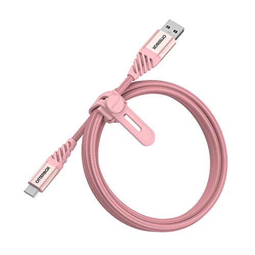 OtterBox verstärktes, umflochtendes Premium USB-A auf USB-C Kabel, Ladekabel für Smartphone und Tablet, Ultra-Robust und getestet auf Biegsamkeit und Flexibilität, 1M, Roségold von OtterBox