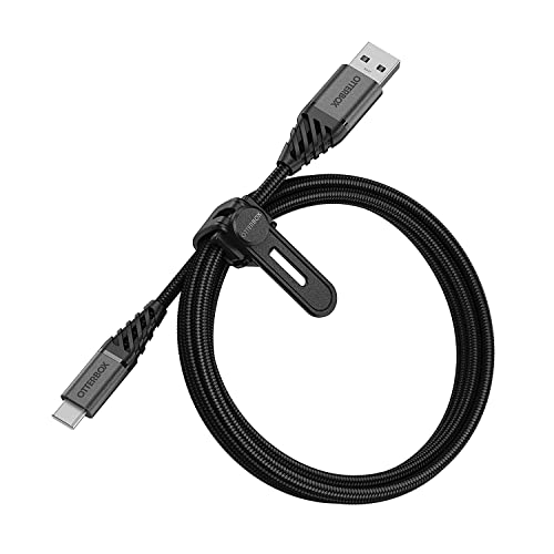 OtterBox verstärktes, umflochtendes Premium USB-A auf USB-C Kabel, Ladekabel für Smartphone und Tablet, Ultra-Robust und getestet auf Biegsamkeit und Flexibilität, 1M, Schwarz von OtterBox