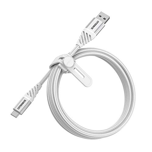 OtterBox verstärktes, umflochtendes Premium USB-A auf USB-C Kabel, Ladekabel für Smartphone und Tablet, Ultra-Robust und getestet auf Biegsamkeit und Flexibilität, 2M, Weiß von OtterBox