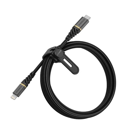 OtterBox verstärktes, umflochtendes Premium USB-C auf Lightning Kabel, Mfi zertifiziert, Schnelllade Kabel für iPhone und iPad, Ultra-Robust und getestet auf Biegsamkeit und Flexibilität, 2M, Schwarz von OtterBox