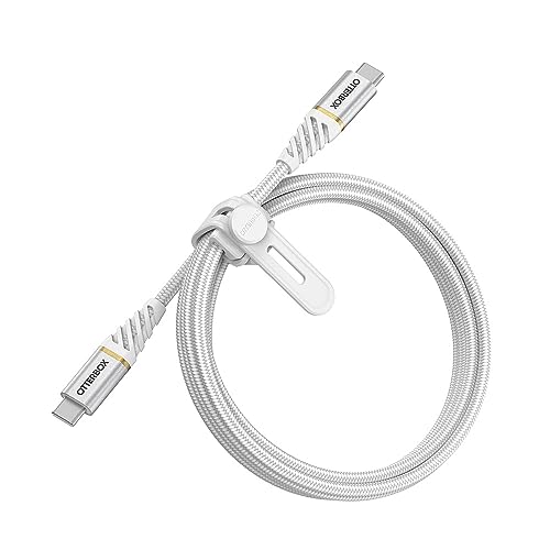 OtterBox verstärktes, umflochtendes Premium USB-C auf USB-C Kabel, Schnelllade Kabel für Smartphone und Tablet, Ultra-Robust und getestet auf Biegsamkeit und Flexibilität, 1M, Weiß von OtterBox