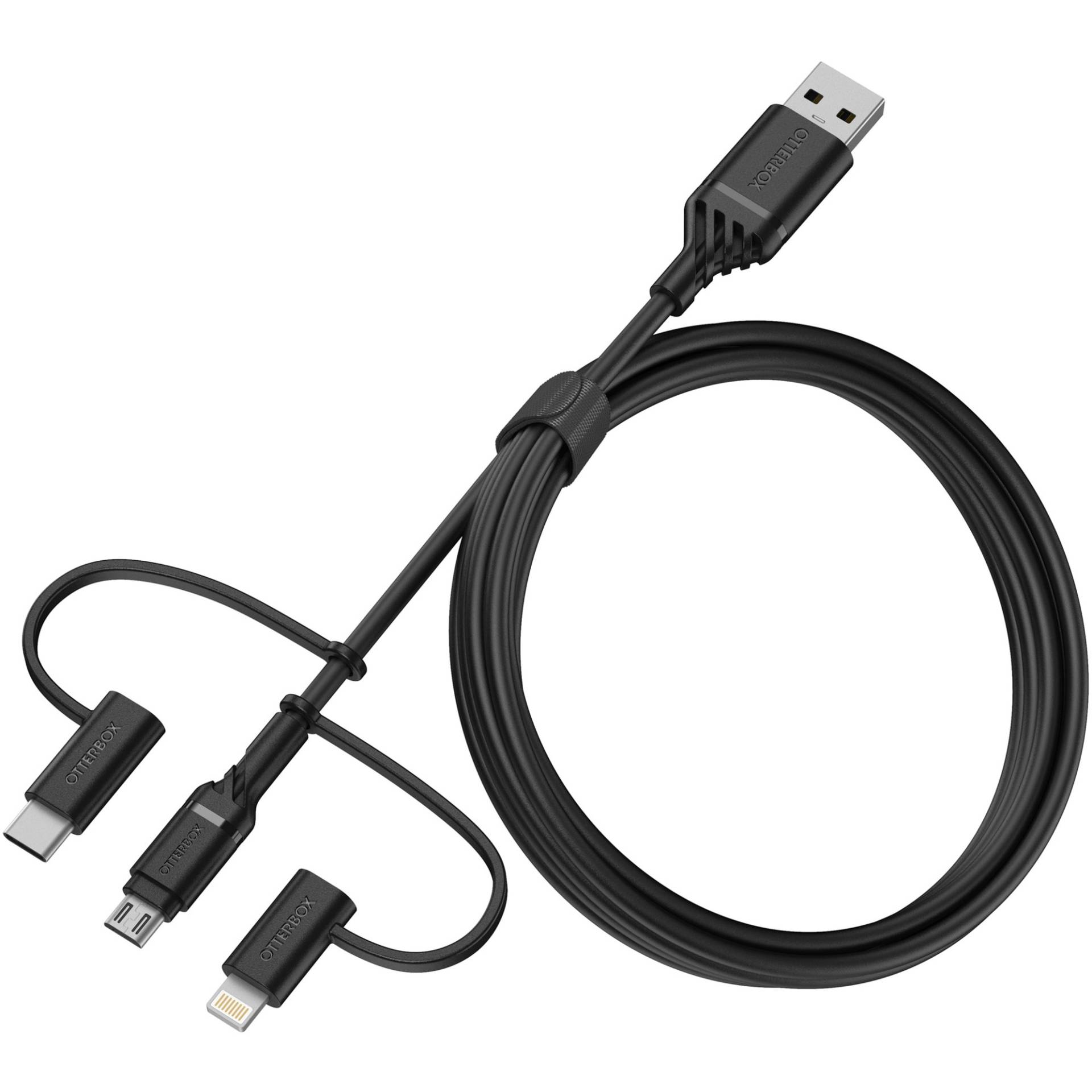USB 2.0 Kabel, USB-A Stecker > Micro-USB + USB-C + Lightning Stecker von OtterBox