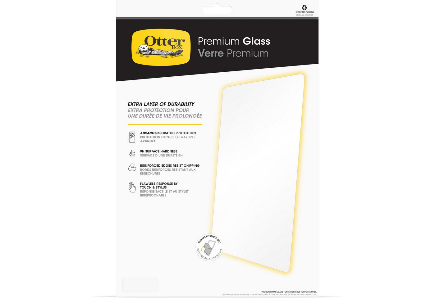 Otterbox Displayschutzglas Premium Glass antimikrobiell, 9H, Drop+, Anti-Fingerprint für Apple iPad Pro 11 (M4), Displayschutzfolie, Schutzfolie, Bildschirmschutz, kratz- & stoßfest von Otterbox