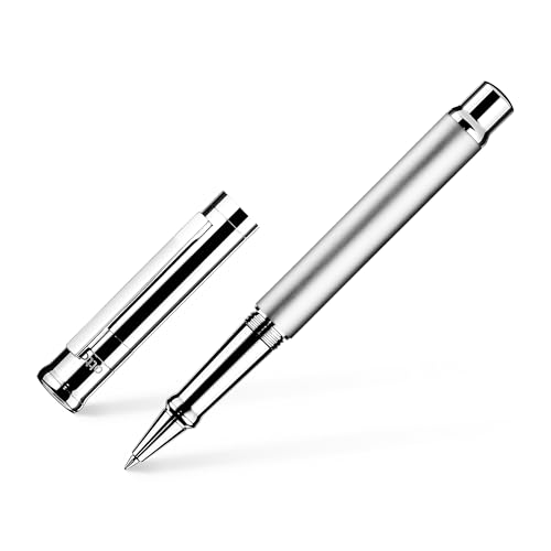 Otto Hutt 009-11608 - Tintenroller Design 04 in Silber - Rollerball mit Schaft aus platiniertem Messing, Länge 13,3 cm, Durchmesser 10,8 mm von Otto Hutt