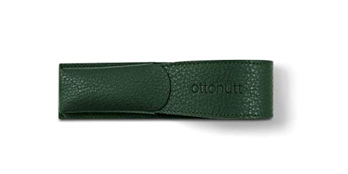 Otto Hutt Schreibetui für 2 Schreibgeräte in der Farbe Grün, aus pflanzlichem Vollrindleder hergestellt, Maße: 14 x 4 x 2cm, 156-62345 von Otto Hutt