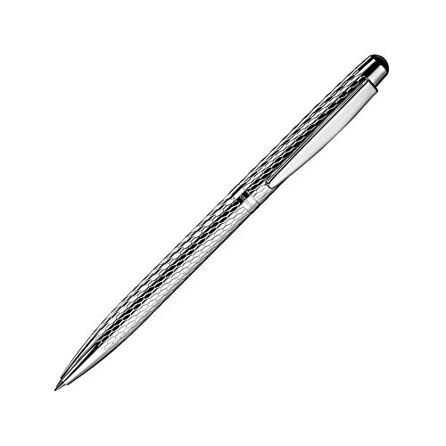 Otto Hutt design 02 Drehbleistift 002-61066 – Bleistift aus 925er Sterling Silber mit Waben Guilloche in der Farbe Silber – Mit 0,7-Millimeter-Minen und Radiergummi von Otto Hutt