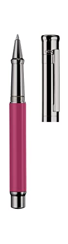 Otto Hutt design 04 Tintenroller 009-18819 – Rollerball mit hochwertiger Beschichtung und glänzender Oberfläche in der Farbe Karminrosé – Mit Großraummine M, blau von Otto Hutt