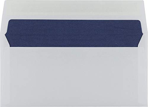 Hochwertige Briefumschläge (weiß) mit blauem Seidenfutter / 110 x 220 mm (DIN lang) mit Abziehstreifen/haftklebend / 500 Stück von Otto Theobald GmbH