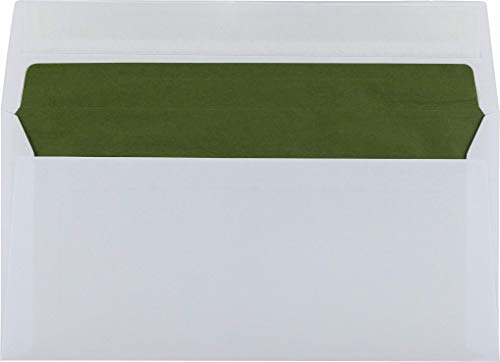 Hochwertige Briefumschläge (weiß) mit grünem Seidenfutter / 110 x 220 mm (DIN lang) mit Abziehstreifen/haftklebend / 500 Stück von Otto Theobald GmbH