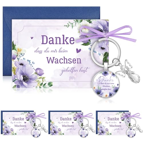 Otuuz 3 Sets Danke Lehrer Geschenke inklusive Erzieher Schlüsselanhänger mit Spruch Danke, Dass Du Mir beim Wachsen Geholfen Hast Lehrer Dankeschön Karten Umschläge Abschluss Abschiedsgeschenk von Otuuz