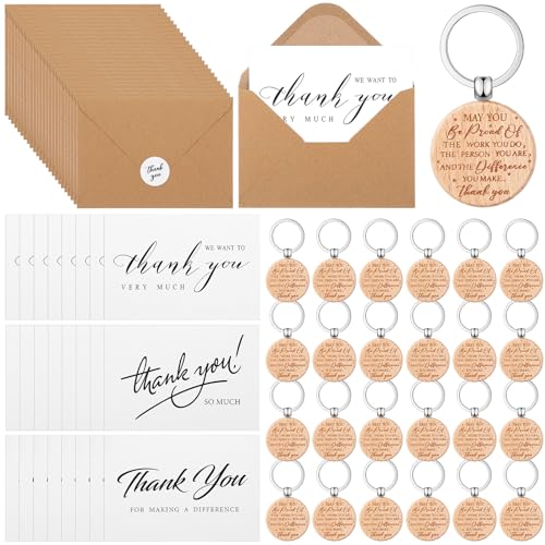 Otuuz 96 Stück Dankeschön Geschenke für Abschluss Kollegen Inspirierende Schlüsselanhänger mit Thank You Karten Umschlag Aufkleber Abschiedsgeschenk für Mitarbeiter Lehrerin (Einfacher Stil) von Otuuz