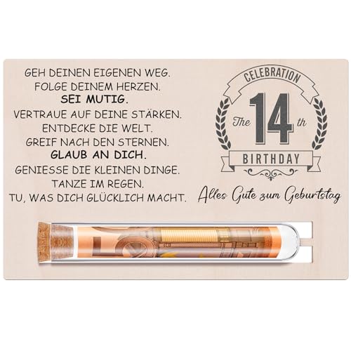 Otuuz Geldgeschenke 14. Geburtstag Geschenk für Mädchen Jungen Geschenkset Enthält Holzkarte zum 14. Geburtstag und Reagenzglas Geburtstag Geld Gutschein Verpackung Geschenkverpackung Otuuz Geldgeschenke 14. Geburtstag Geschenk für Mädchen Jungen Geschenkset Enthält Holzkarte zum 14. Geburtstag und Reagenzglas Geburtstag Geld Gutschein Verpackung Geschenkverpackung von Otuuz