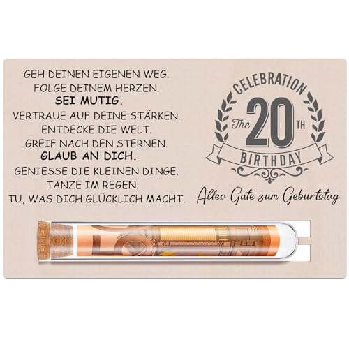 Otuuz Geldgeschenke 20. Geburtstag Geschenk für Mädchen Jungen Geschenkset Enthält Holzkarte zum 20. Geburtstag und Reagenzglas Geburtstag Geld Gutschein Verpackung Geschenkverpackung Otuuz Geldgeschenke 20. Geburtstag Geschenk für Mädchen Jungen Geschenkset Enthält Holzkarte zum 20. Geburtstag und Reagenzglas Geburtstag Geld Gutschein Verpackung Geschenkverpackung von Otuuz