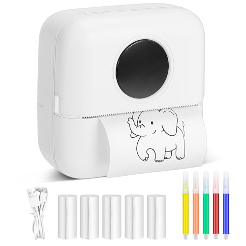Otyzery Mini Drucker, Tragbarer Smartphone Fotodrucker, Inkless Thermodrucker mit 5 Rollen Druckerpapie und 5 Buntstifte, Wireless Bluetooth Taschendrucker für Fotos, Journal, Notizen, Lernnotizen Otyzery Mini Drucker, Tragbarer Smartphone Fotodrucker, Inkless Thermodrucker mit 5 Rollen Druckerpapie und 5 Buntstifte, Wireless Bluetooth Taschendrucker für Fotos, Journal, Notizen, Lernnotizen von Otyzery